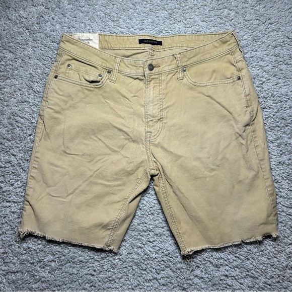 Abercrombie and Fitch Shorts Mens 33 Cut Offs Corduroy Raw Hem Frayed Stretch - Picture 1 of 5